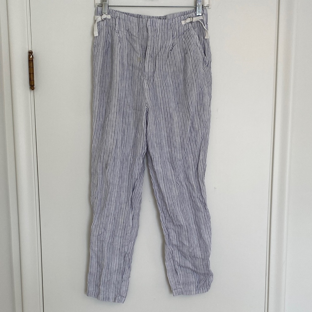 Anthropologie Women’s Blue & White Striped Linen Pants
